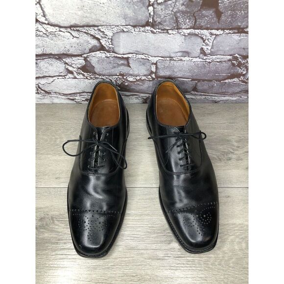 Allen Edmonds Dryden Black Leather Cap Toe Oxfords Brogue Shoes Men Sz 10E US/43